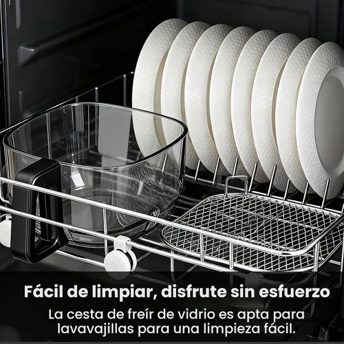Vista 7 de Electactic Freidora de aire de vidrio de 5 cuartos de galón, sin PFAS y cesta apta para lavavajillas, ventana transparente de 360°, pantalla táctil