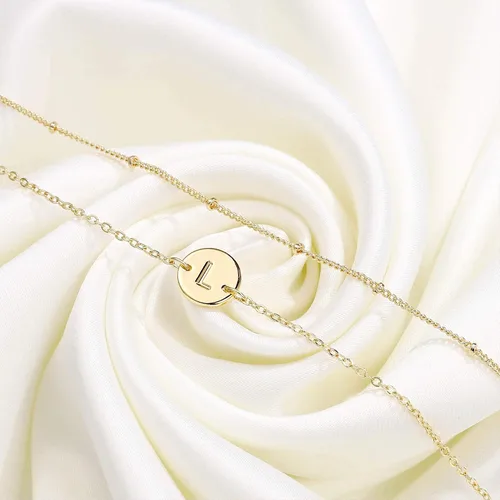 Vista 7 de MONOZO - Pulseras con iniciales para mujeres y niñas, delicadas con cuentas de oro de 14 quilates, personalizadas, 26 letras del alfabeto