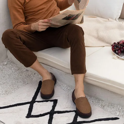 Vista 6 de Zigzagger Pantuflas de microgamuza esponjosas para hombre, estilo mocasín, para interior y exterior