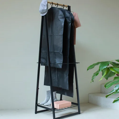 Vista 2 de Brabantia Paquete de 3 bolsas protectoras de ropa colgantes L, M, XL (negro) para almacenamiento de ropa, se adapta a trajes, camisas, abrigos