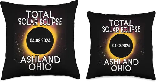 Vista 3 de Ashland Ohio Solar Eclipse 2024 Total Solar Eclipse 2024 Ashland Ohio - Almohada de 16 x 16 pulgadas, multicolor