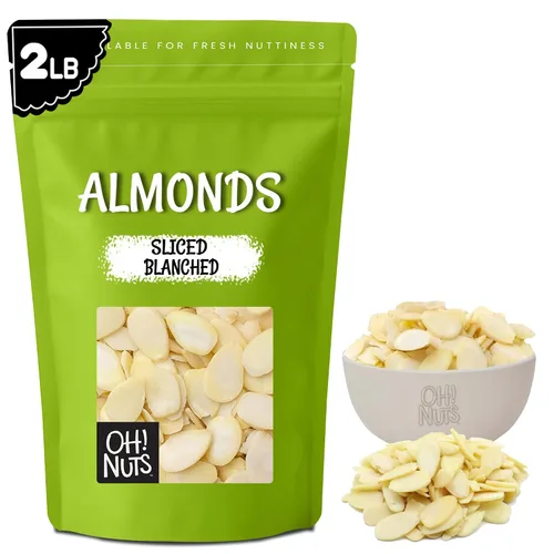 Vista 12 de Oh! Nuts - Almendras crudas en rodajas de 1.5 libras, sin sal, calidad premium Raw almonds sliced - Blanched almond slivers, unsalted almonds