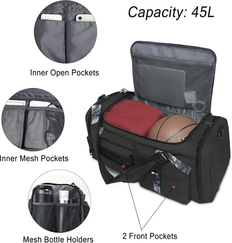 Vista 3 de Bolsas de gimnasio para hombre, bolsa de lona para gimnasio, mochila deportiva de 3 vías para hombres con compartimento para zapatos y bolsillo