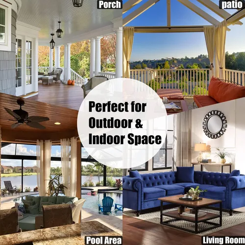 Vista 6 de BONZER Cortinas impermeables para interiores y exteriores para patio - Aislamiento térmico, cortinas opacas con ojales de bloqueo solar