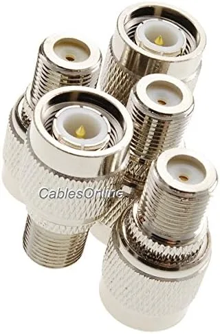 Vista 3 de CablesOnline, 5 unidades de adaptadores coaxiales RF tipo F hembra a conector macho TNC, RF-T112-5