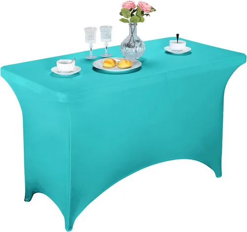 Vista 91 de LZY Cubierta de Mesa Elástica Ajustable de Spandex para Mesa Plegable de 6 pies, 4 pies o 8 pies, Mantel de Cóctel Rectangular, Perfecto para Champn