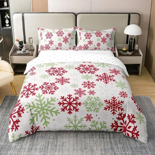 Vista 9 de Funda de edredón de Papá Noel 100% algodón, funda de edredón de ciervos de Navidad para niños y niñas, juego de ropa de cama de pingüinos de dibujos
