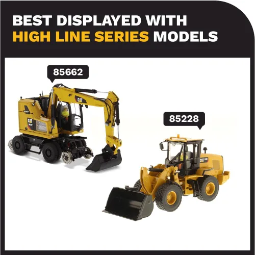 Vista 7 de Diecast Masters Excavadora con ruedas para ferrocarril Caterpillar M323F a escala 1:50 - Versión amarilla de seguridad Camiones para gatos