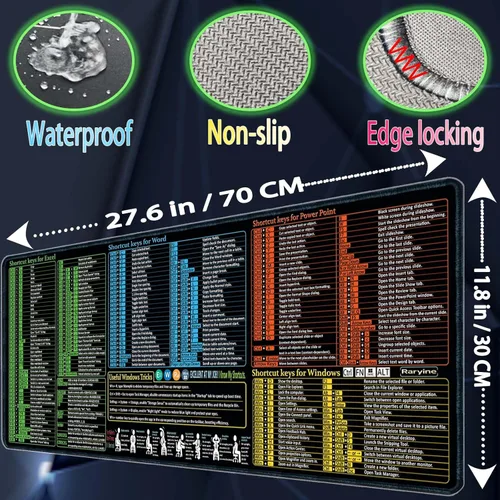 Vista 3 de Alfombrilla para mouse Excel/Word/Power Point/Windows, antideslizante e impermeable, alfombrilla de escritorio grande para juegos de oficina, más