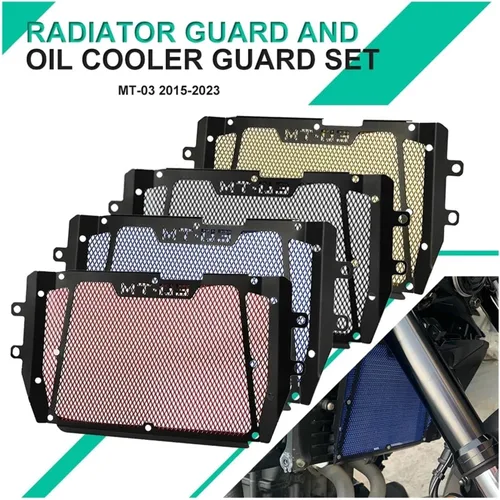 Vista 2 de LeosHi Compatible with MT-03 MT03 MT 03 2015 2016 2017 2018 2019 2020 2021 Motorcycle Aluminum Radiator Grille Grill Guard Cover Protector