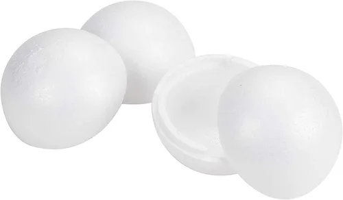 Vista 4 de Juvale Medias bolas de espuma hueca, paquete de 4, 4 pulgadas de diámetro, color blanco, kit de esferas de espuma para manualidades y formas