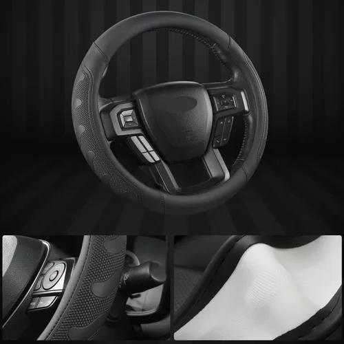 Vista 4 de GIANT PANDA Funda para volante de automóvil para Ford - F150 F250 F350 Expedition, (15.5-16 pulgadas - Negro)
