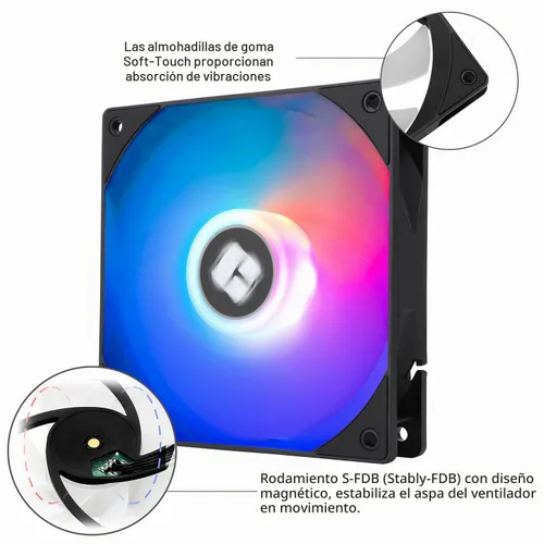 Vista 4 de Thermalright Ventilador de CPU TL-C12RB-S V2 PWM, conector PWM de 4 pines, ventilador de computadora con apertura ARGB, ventilador de refrigeración