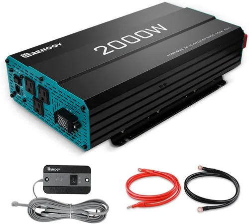 Vista 5 de Renogy Kit de inicio de panel solar monocristalino de 200 vatios y 12 voltios e inversor de onda sinusoidal pura de 2000 W, convertidor de 12 V CC a