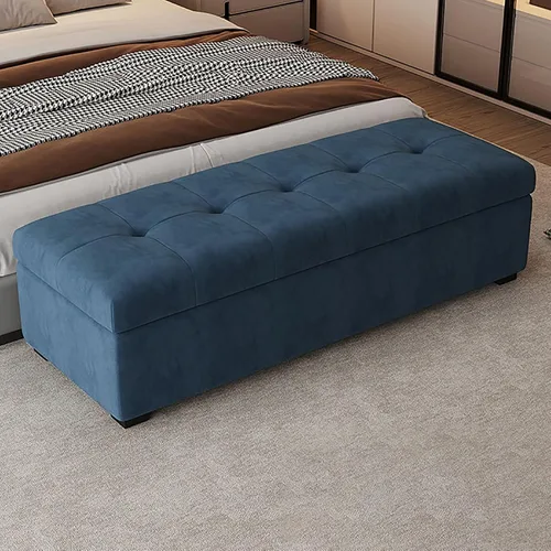 Vista 14 de Leather Storage Ottoman Bench for Bedroom, Upholstered End of Bed Bench with Metal Support Lift, Entryway for Living Room, Solid Wood Frame, Easy