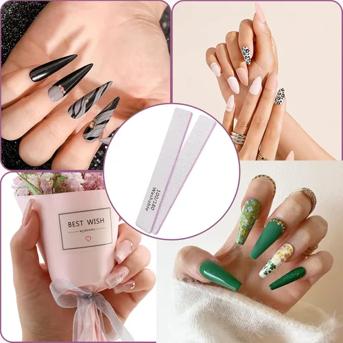 Vista 7 de HeeYaa Lima de uñas, 12 unidades, profesional, reutilizable, grano 100/180, de doble cara, lavable, herramientas de manicura para extensión de uñas