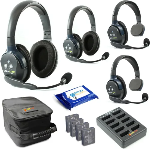 Vista 6 de Eartec UL2SD Ultralite - Auriculares inalámbricos de dúplex completo para 2 usuarios - 1 auricular de una sola oreja y 1 auricular de doble oreja