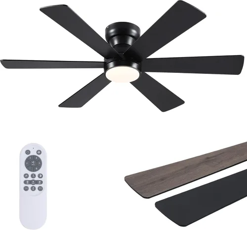 Vista 12 de Asyko Ventiladores de Techo con Luces, Ventilador de Techo de Perfil Bajo de 46" con Luz y Control Remoto, Montaje al Ras, Reversible, Regulable