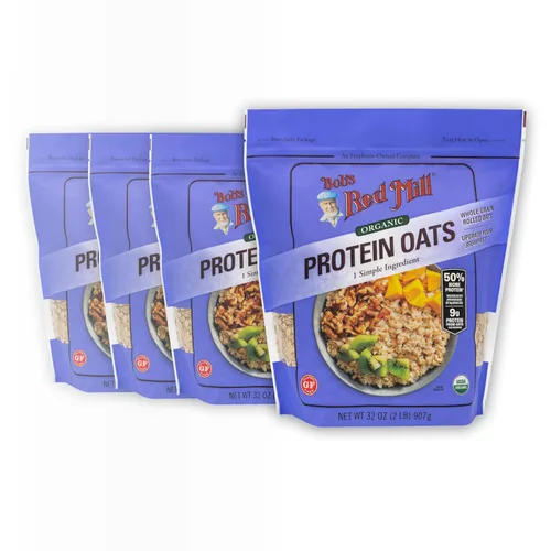 Vista 8 de Bob's Red Mill Avena de Proteína Orgánica Sin Gluten, 32oz (Paquete de 1) - 9g/Porción, Sin OMG, Grano Entero, Proteína a Base de Plantas, Vegano