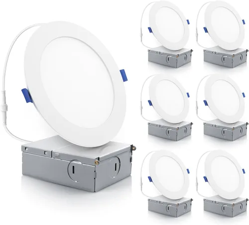 Vista 14 de ECOELER Luz de techo empotrada LED de 6 pulgadas 5CCT con luz nocturna, luz de oblea delgada sin lata de 12W 1050Lm, luz empotrada regulable y con 5