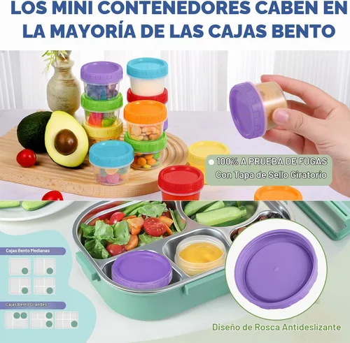 Vista 4 de Yomarket Envases Pequeños de Plástico de 2 oz con Tapas, Paquete de 12 Recipientes para Aderezo de Ensalada, Recipientes Reutilizables