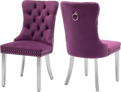 Vista 37 de Juego de 2 sillas de comedor de terciopelo beige, sillas de comedor tapizadas beige01