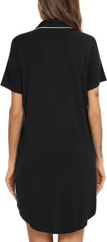 Vista 170 de Samring Camisón de pijama para mujer, manga corta/larga, con botones, camisón para dormir, camisón para novio, talla XXL
