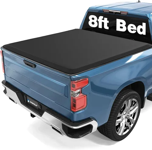 Vista 13 de cubierta desmontable de cuatro pliegues para plataforma de camioneta, compatible con Silverado/Sierra 2007-2013 1500, 07-14 2500 HD 3500 HD
