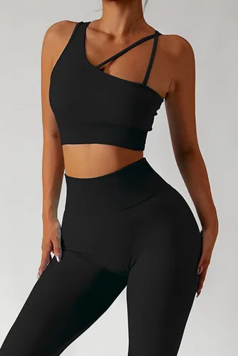 Vista 3 de QINSEN Conjuntos de entrenamiento para mujer, camisetas cortas deportivas sin costuras, leggings de cintura alta, trajes de dos piezas
