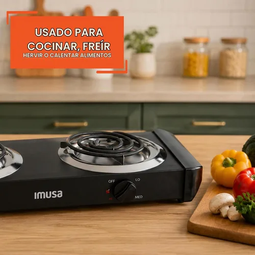 Vista 7 de Cocina eléctrica de una hornilla IMUSA USA GAU 80305 de 1100 vatios en color negro, quemador doble 1500 W, Negro