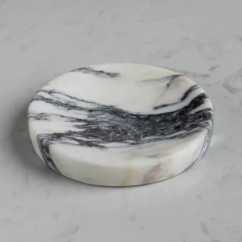 Vista 9 de Jabonera de mármol rojo Calacatta natural, plato redondo para joyas, soporte de esponja para baño, cocina