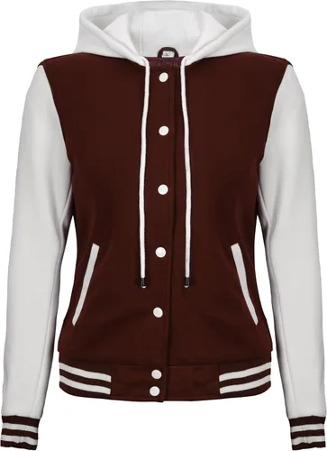 Vista 3 de Decrum Chaqueta Varsity con capucha para mujer, chaquetas ligeras Letterman Highschool Baseball Bomber para mujer