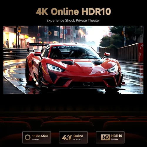Vista 9 de Proyector Wanbo X5 Pro Google TV compatible con 4K, proyector inteligente de 1100 lúmenes ANSI con WiFi y Bluetooth, proyector de películas