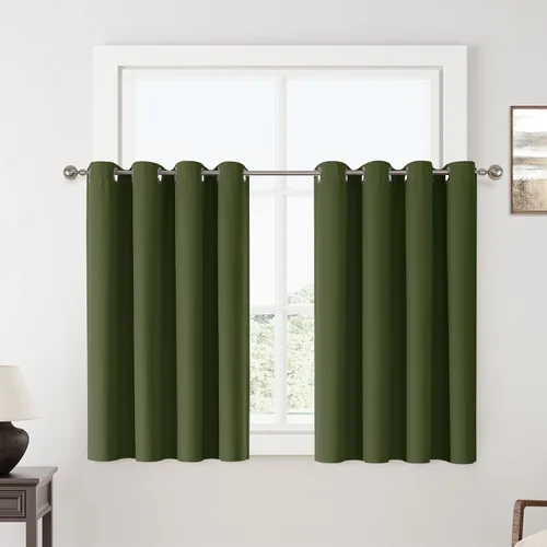 Vista 134 de ChrisDowa Cortinas 100% Opacas de Abedul Sólido de 45 Pulgadas de Largo, 2 Paneles para Dormitorio y Sala de Estar, Estilo Granja Oscurecedoras