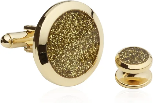 Vista 2 de Cuff-Daddy Gemelos y broches con caja de presentación, de polvo de diamante, para traje, latón rodiado, Dorado/Oro, CD-1913