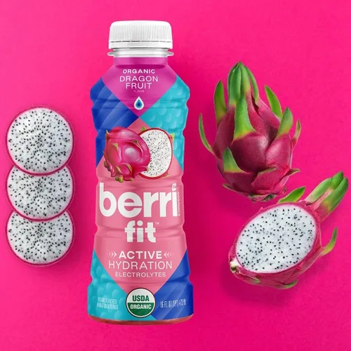 Vista 2 de Berri Fit Hidratación - Bebida deportiva natural con sabor a fruta del dragón orgánica, bebida de electrolitos a base de plantas, baja en calorías