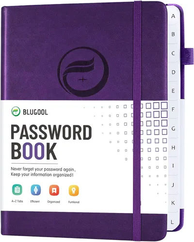 Vista 10 de Libro de contraseñas con pestañas alfabéticas, protector de contraseñas de tapa dura, organizador de cuaderno de contraseñas para computadora e