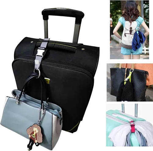 Vista 6 de 2 correas de equipaje resistentes para equipaje de mano, accesorios de viaje para llevar tus bolsas adicionales (gris)