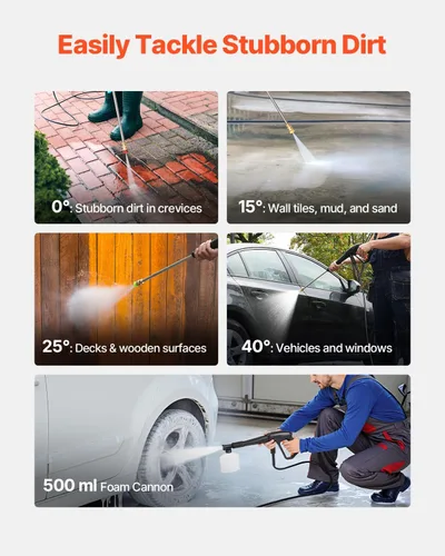 Vista 4 de VEVOR Lavadora a presión eléctrica, máximo 4200 PSI 2.8 GPM, limpiador de alta potencia con cañón de espuma y 4 boquillas para calzadas