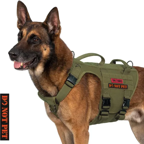Vista 17 de OneTigris Arnés Táctico para Perros Grandes, Arnés Chaleco para Perros de Servicio Sin Tirones con 5 Hebillas de Metal con Paneles de Gancho