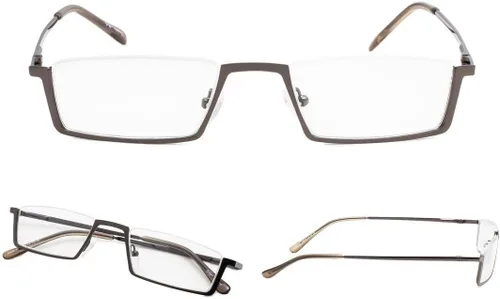 Vista 4 de LUR GAFAS DE LECTURA Paquete de 3 lectores de media llanta de metal (Gunmetal, +3.50)