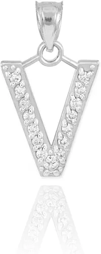 Vista 13 de Claddagh Gold . Collar con colgante de letra inicial de plata de ley 925 con circonita cúbica - Elección de tamaños