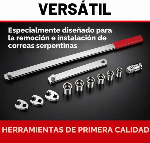 Vista 4 de Powerbuilt Juego de herramientas para correa de serpentina, quitar e instalar correas de serpentina de vehículos con carga de resorte, accesorios