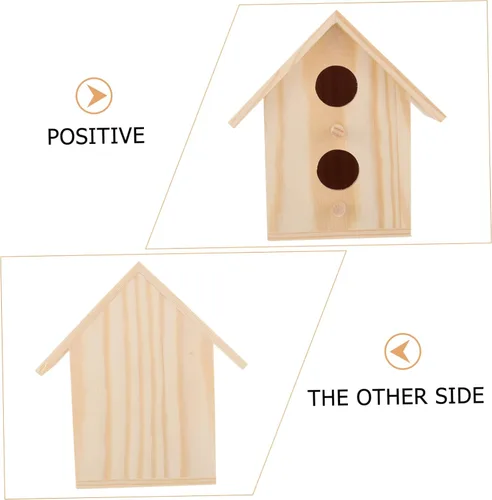 Vista 2 de Cabilock 2 piezas de decoración de mano de nido de madera, decoración de madera, decoración de madera, casas de madera para manualidades, kit