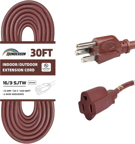 Vista 26 de Cable de Extensión HONDERSON, Certificación UL, Calibre 16, 1 Pie de Largo, Color Negro, 3 Puntas, Resistente, 16/3 SJTW, 13A, Cable de Energía