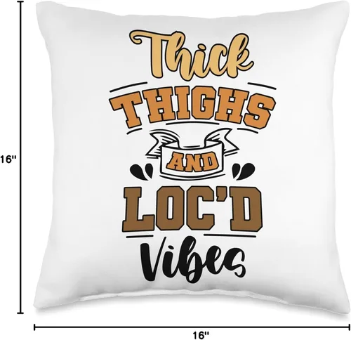 Vista 4 de Locs Afro Dreadlocks Love Natural Beauty Hair Locd Thick Thighs Loc'd Vibes Afro Hair - Almohada africana americana, 16 x 16 pulgadas, multicolor