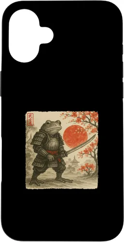 Vista 23 de Frog Samurai Japanese Warrior Costume Sumi-e Art Funny Case for iPhone 16
