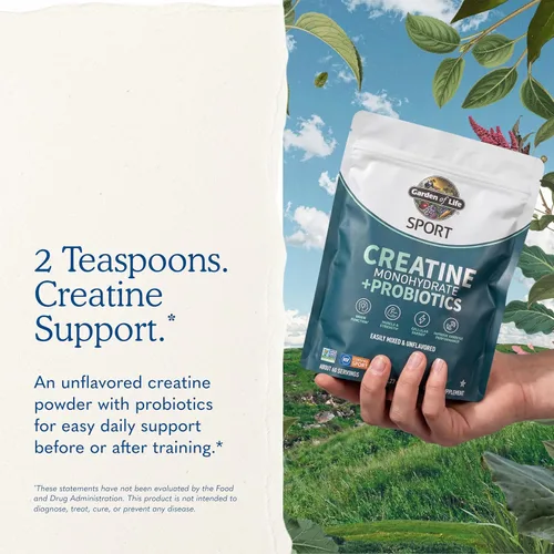 Vista 7 de Polvo de creatina monohidrato para mujeres y hombres de Garden of Life, micronizado para preentrenamiento con probióticos para músculo, fuerza