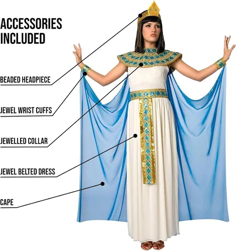Vista 3 de Morph Disfraz de Cleopatra para mujer, princesa egipcia, vestido de reina de Egipto, disfraz de Halloween