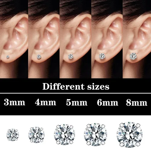 Vista 3 de YSWUJIN Aretes de titanio G23, hipoalergénicos para mujeres, niñas, hombres, orejas sensibles, circonita cúbica, pulido de alta calidad con parte
